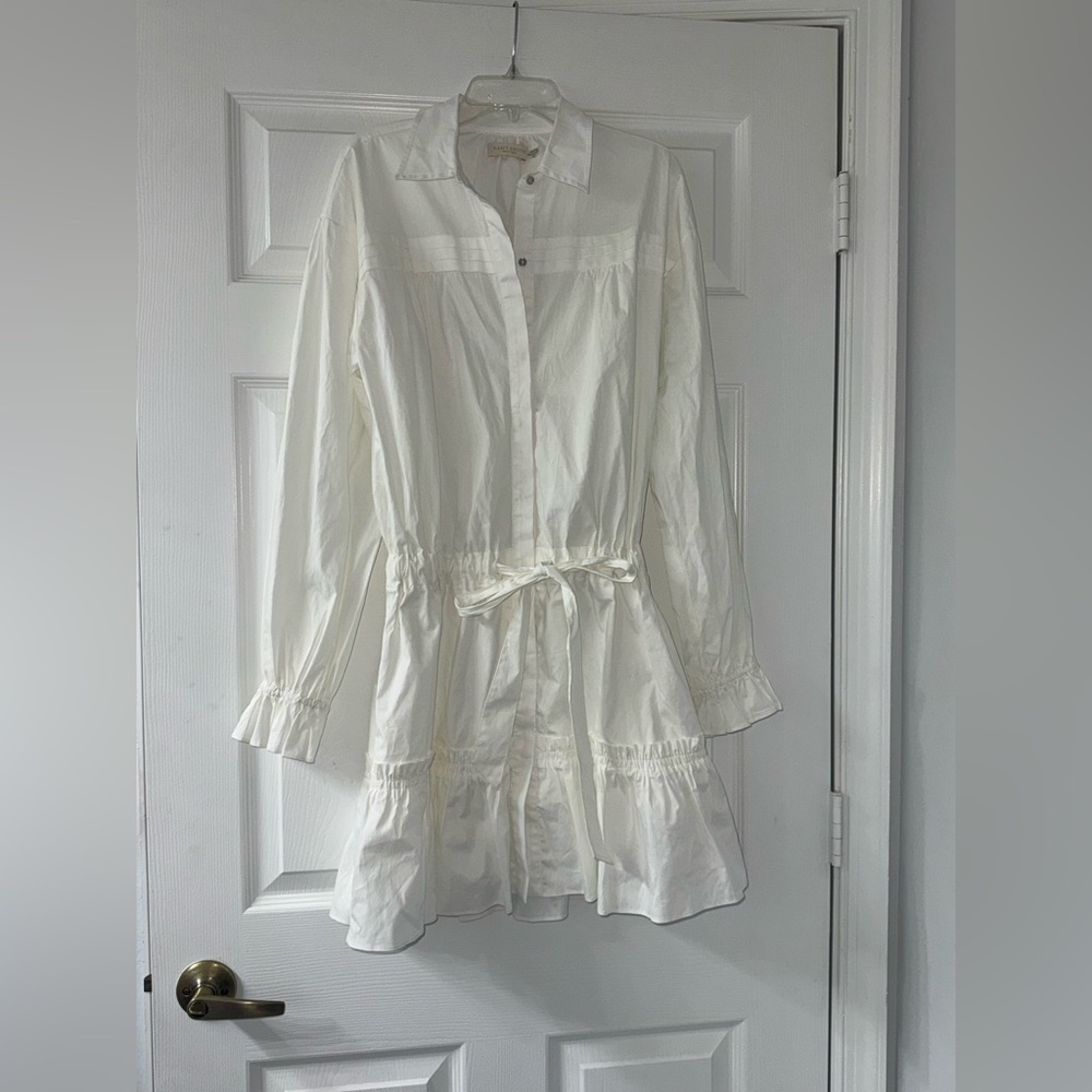 Ramy Brook 'Josephine' White Cotton Tiered Mini Shirt Dress! - Picture 5 of 8